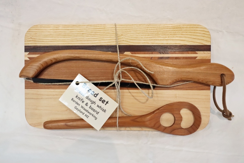 Product Description: Bread knife, dough whisk, and cutting board by Karen Barden</br> Bread Set